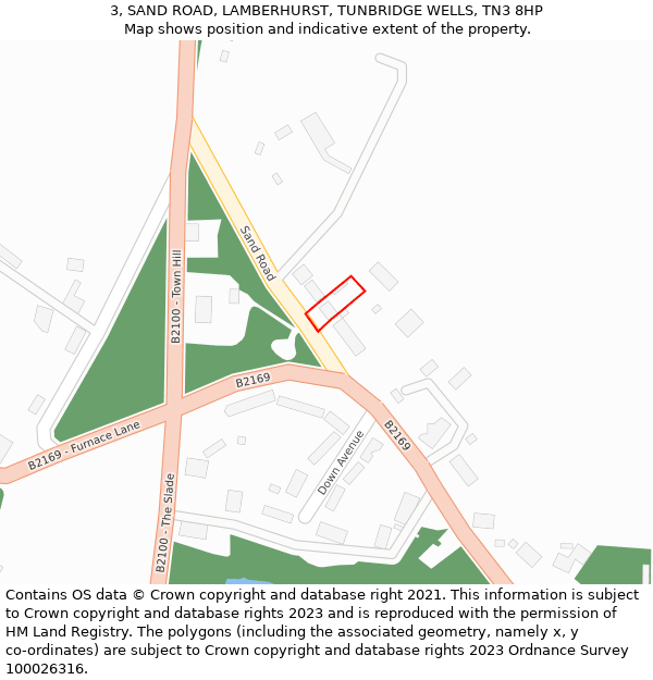 3, SAND ROAD, LAMBERHURST, TUNBRIDGE WELLS, TN3 8HP: Location map and indicative extent of plot