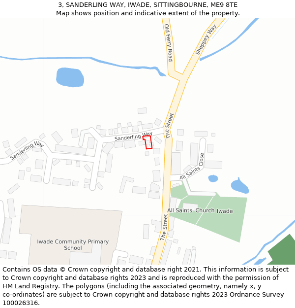 3, SANDERLING WAY, IWADE, SITTINGBOURNE, ME9 8TE: Location map and indicative extent of plot