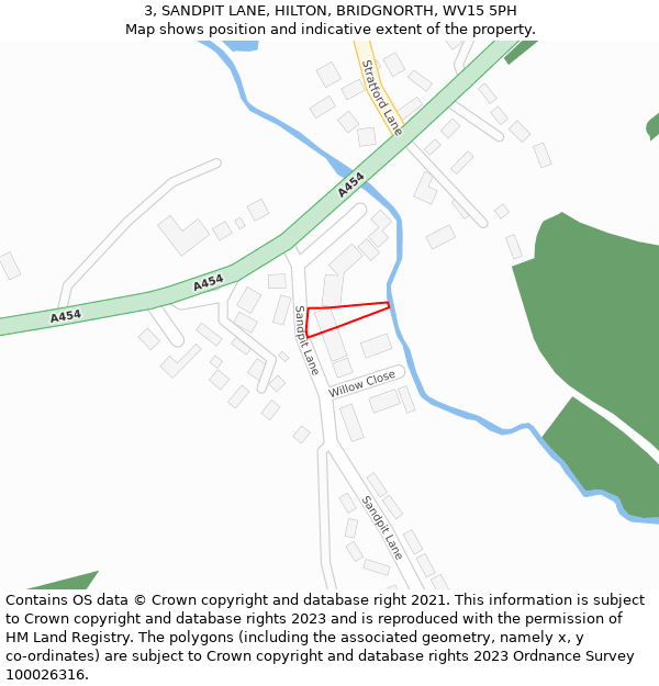 3, SANDPIT LANE, HILTON, BRIDGNORTH, WV15 5PH: Location map and indicative extent of plot