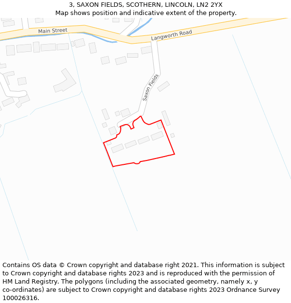 3, SAXON FIELDS, SCOTHERN, LINCOLN, LN2 2YX: Location map and indicative extent of plot