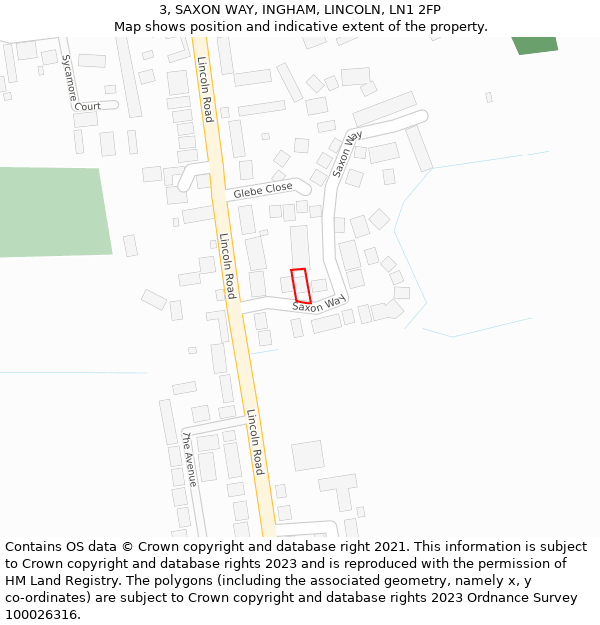 3, SAXON WAY, INGHAM, LINCOLN, LN1 2FP: Location map and indicative extent of plot