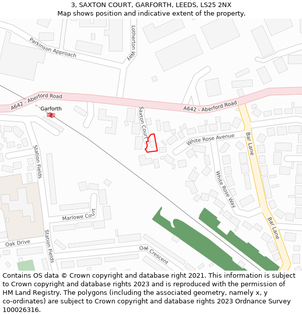 3, SAXTON COURT, GARFORTH, LEEDS, LS25 2NX: Location map and indicative extent of plot