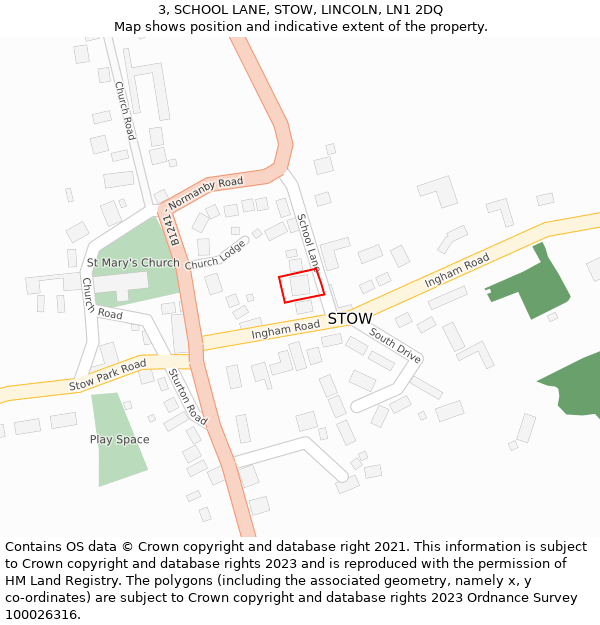 3, SCHOOL LANE, STOW, LINCOLN, LN1 2DQ: Location map and indicative extent of plot