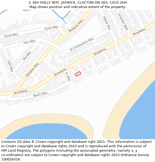 3, SEA HOLLY WAY, JAYWICK, CLACTON-ON-SEA, CO15 2HH: Location map and indicative extent of plot