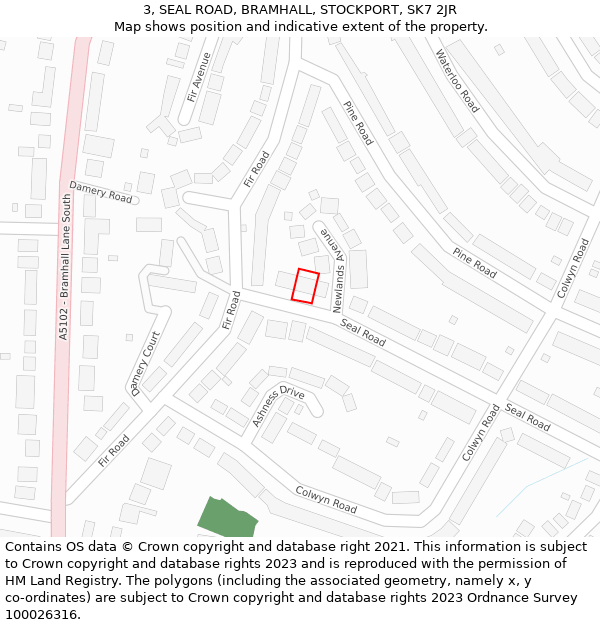 3, SEAL ROAD, BRAMHALL, STOCKPORT, SK7 2JR: Location map and indicative extent of plot