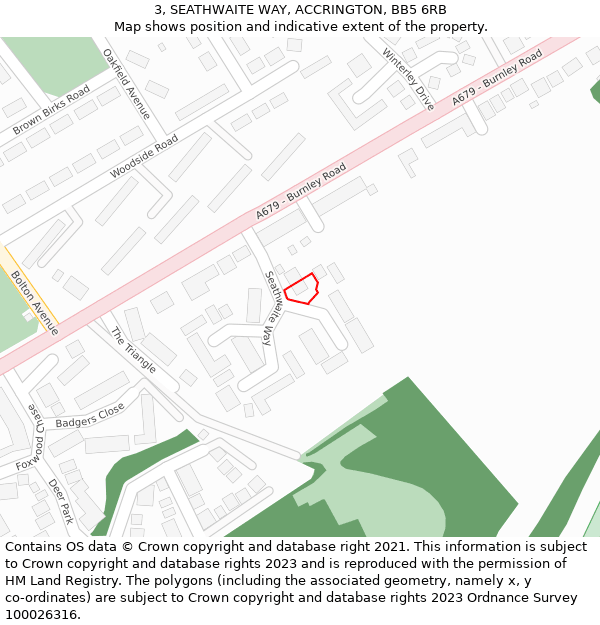 3, SEATHWAITE WAY, ACCRINGTON, BB5 6RB: Location map and indicative extent of plot