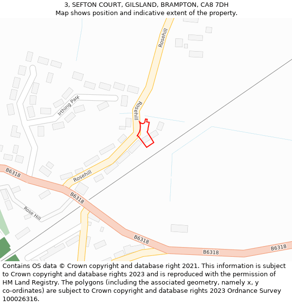 3, SEFTON COURT, GILSLAND, BRAMPTON, CA8 7DH: Location map and indicative extent of plot