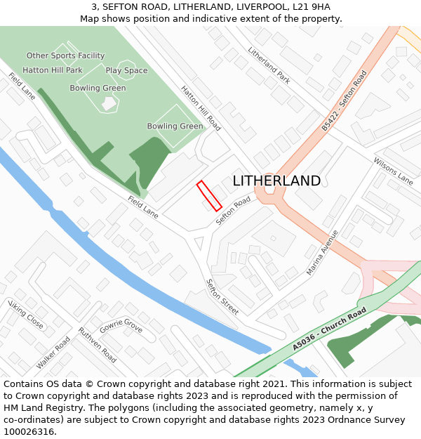 3, SEFTON ROAD, LITHERLAND, LIVERPOOL, L21 9HA: Location map and indicative extent of plot