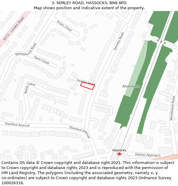 3, SEMLEY ROAD, HASSOCKS, BN6 8PD: Location map and indicative extent of plot
