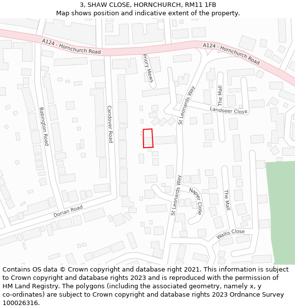 3, SHAW CLOSE, HORNCHURCH, RM11 1FB: Location map and indicative extent of plot