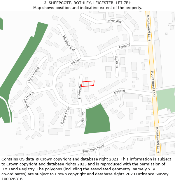 3, SHEEPCOTE, ROTHLEY, LEICESTER, LE7 7RH: Location map and indicative extent of plot