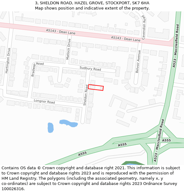 3, SHELDON ROAD, HAZEL GROVE, STOCKPORT, SK7 6HA: Location map and indicative extent of plot