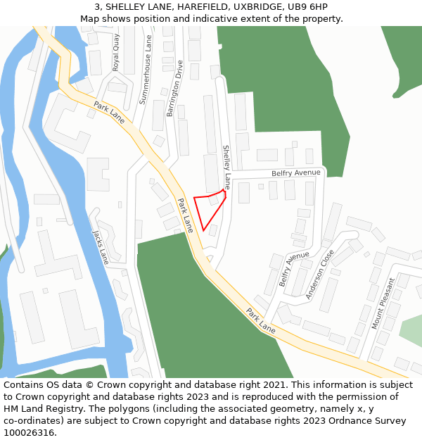 3, SHELLEY LANE, HAREFIELD, UXBRIDGE, UB9 6HP: Location map and indicative extent of plot
