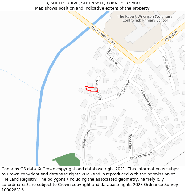 3, SHELLY DRIVE, STRENSALL, YORK, YO32 5RU: Location map and indicative extent of plot
