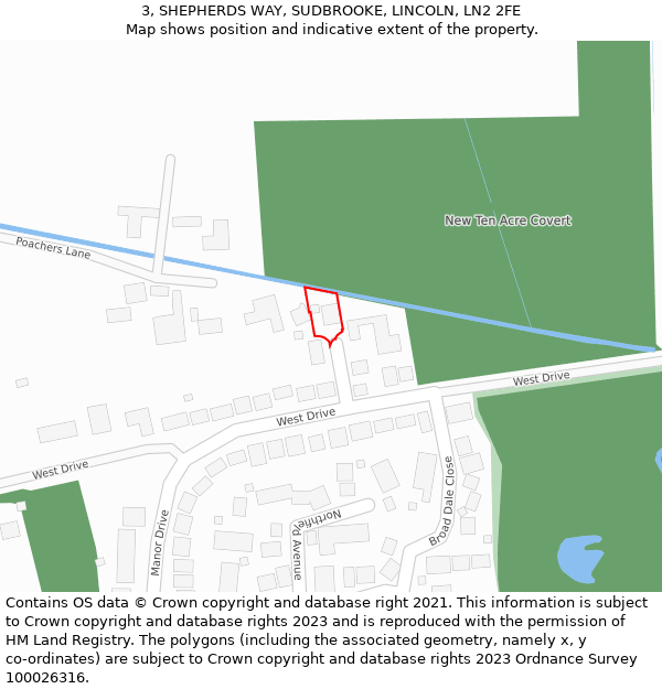 3, SHEPHERDS WAY, SUDBROOKE, LINCOLN, LN2 2FE: Location map and indicative extent of plot