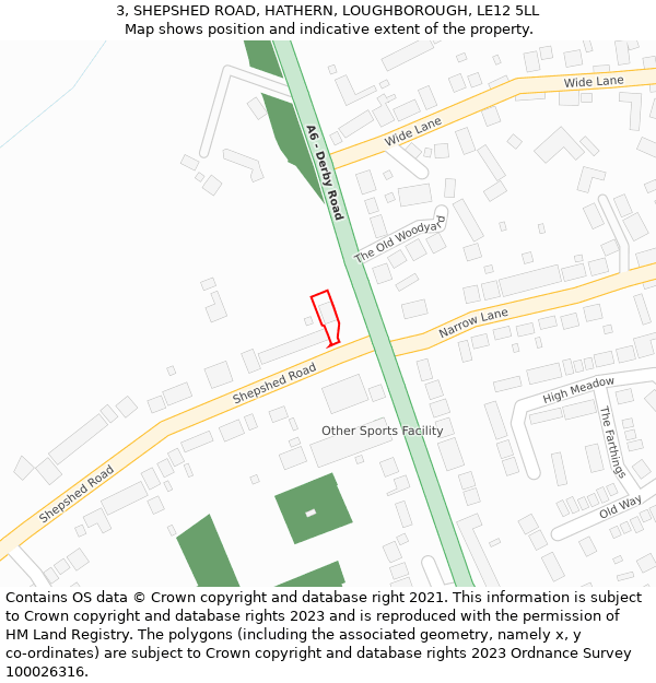 3, SHEPSHED ROAD, HATHERN, LOUGHBOROUGH, LE12 5LL: Location map and indicative extent of plot