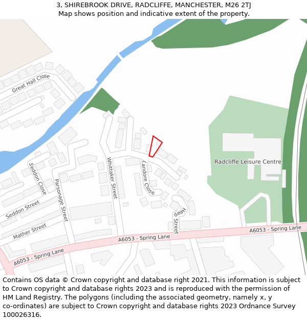 3, SHIREBROOK DRIVE, RADCLIFFE, MANCHESTER, M26 2TJ: Location map and indicative extent of plot