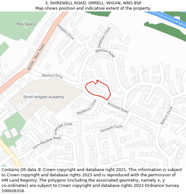 3, SHIREWELL ROAD, ORRELL, WIGAN, WN5 8SP: Location map and indicative extent of plot