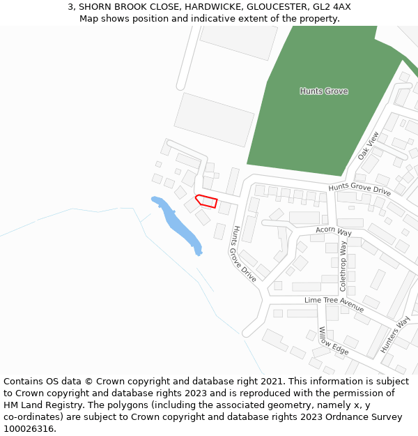 3, SHORN BROOK CLOSE, HARDWICKE, GLOUCESTER, GL2 4AX: Location map and indicative extent of plot