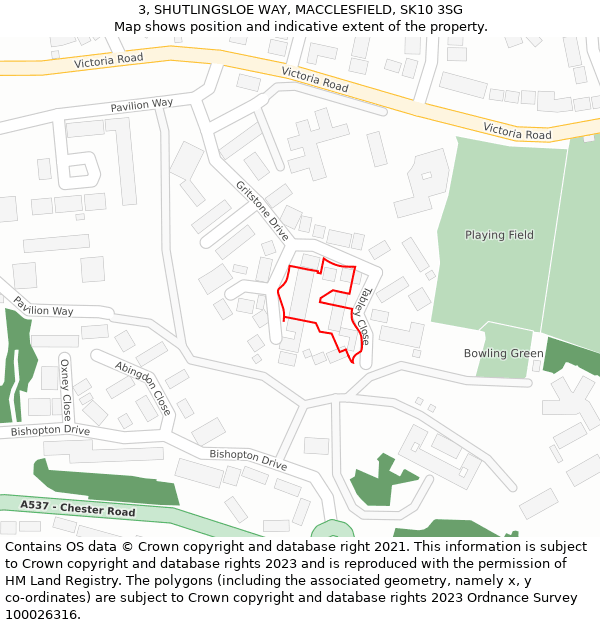 3, SHUTLINGSLOE WAY, MACCLESFIELD, SK10 3SG: Location map and indicative extent of plot