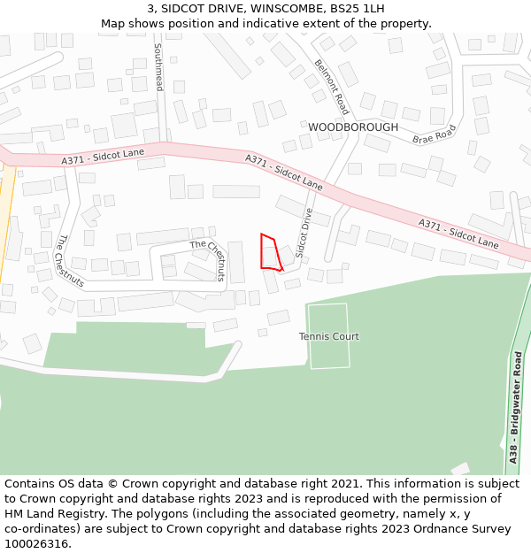 3, SIDCOT DRIVE, WINSCOMBE, BS25 1LH: Location map and indicative extent of plot