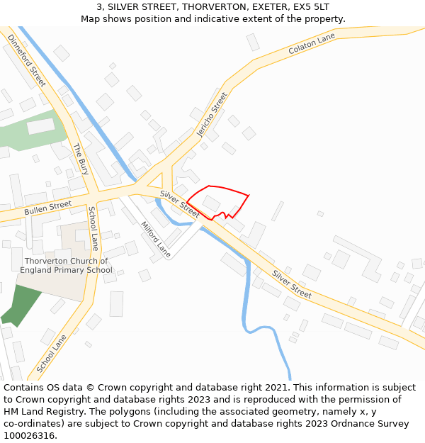 3, SILVER STREET, THORVERTON, EXETER, EX5 5LT: Location map and indicative extent of plot