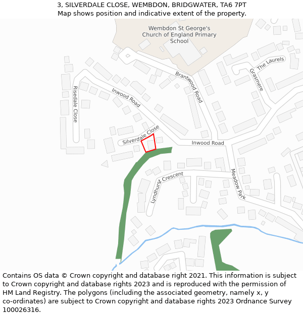 3, SILVERDALE CLOSE, WEMBDON, BRIDGWATER, TA6 7PT: Location map and indicative extent of plot