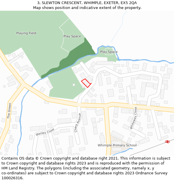 3, SLEWTON CRESCENT, WHIMPLE, EXETER, EX5 2QA: Location map and indicative extent of plot