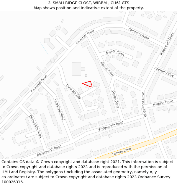 3, SMALLRIDGE CLOSE, WIRRAL, CH61 8TS: Location map and indicative extent of plot