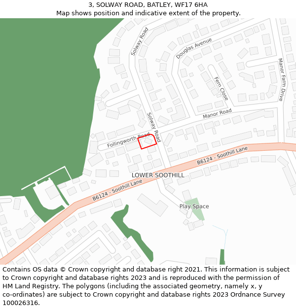 3, SOLWAY ROAD, BATLEY, WF17 6HA: Location map and indicative extent of plot