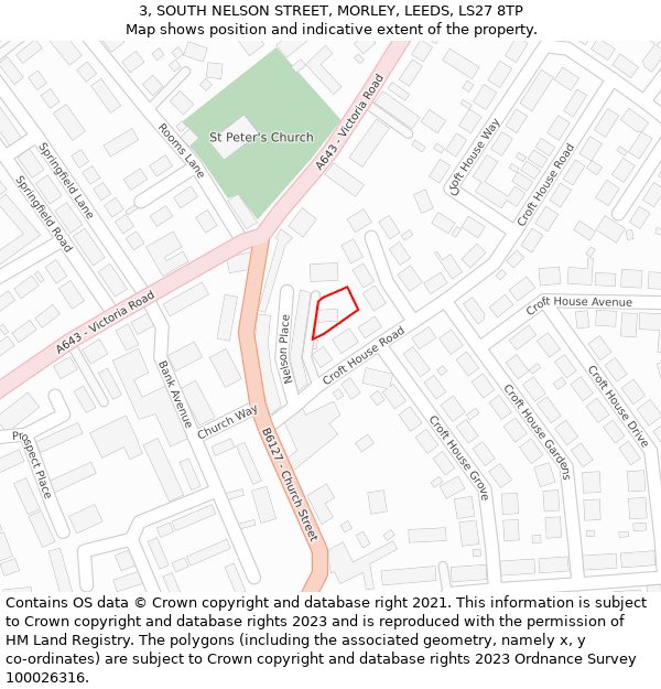3, SOUTH NELSON STREET, MORLEY, LEEDS, LS27 8TP: Location map and indicative extent of plot