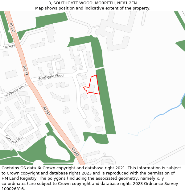 3, SOUTHGATE WOOD, MORPETH, NE61 2EN: Location map and indicative extent of plot