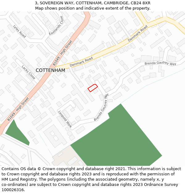 3, SOVEREIGN WAY, COTTENHAM, CAMBRIDGE, CB24 8XR: Location map and indicative extent of plot