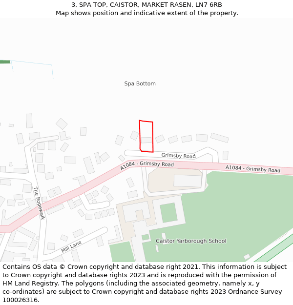 3, SPA TOP, CAISTOR, MARKET RASEN, LN7 6RB: Location map and indicative extent of plot