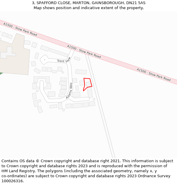 3, SPAFFORD CLOSE, MARTON, GAINSBOROUGH, DN21 5AS: Location map and indicative extent of plot