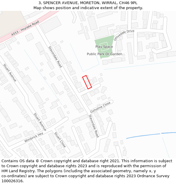 3, SPENCER AVENUE, MORETON, WIRRAL, CH46 9PL: Location map and indicative extent of plot