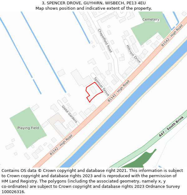 3, SPENCER DROVE, GUYHIRN, WISBECH, PE13 4EU: Location map and indicative extent of plot