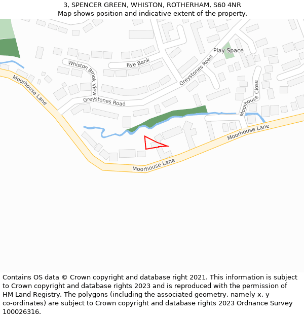 3, SPENCER GREEN, WHISTON, ROTHERHAM, S60 4NR: Location map and indicative extent of plot