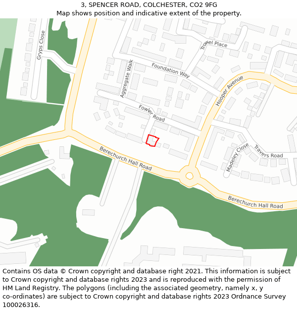 3, SPENCER ROAD, COLCHESTER, CO2 9FG: Location map and indicative extent of plot