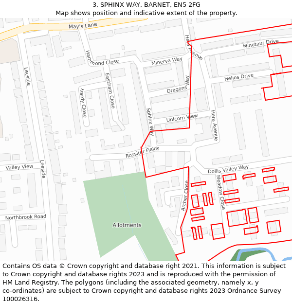 3, SPHINX WAY, BARNET, EN5 2FG: Location map and indicative extent of plot