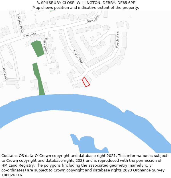 3, SPILSBURY CLOSE, WILLINGTON, DERBY, DE65 6PF: Location map and indicative extent of plot