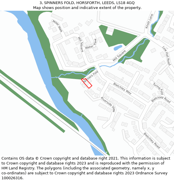 3, SPINNERS FOLD, HORSFORTH, LEEDS, LS18 4GQ: Location map and indicative extent of plot