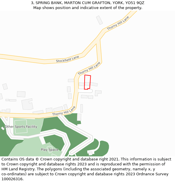 3, SPRING BANK, MARTON CUM GRAFTON, YORK, YO51 9QZ: Location map and indicative extent of plot