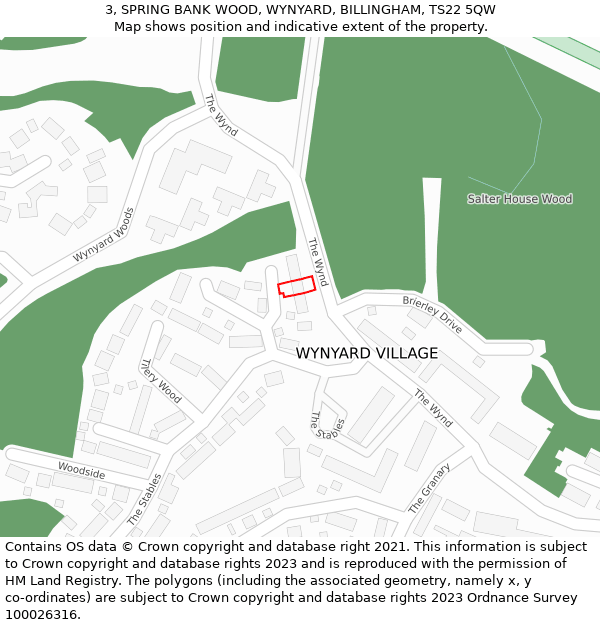 3, SPRING BANK WOOD, WYNYARD, BILLINGHAM, TS22 5QW: Location map and indicative extent of plot