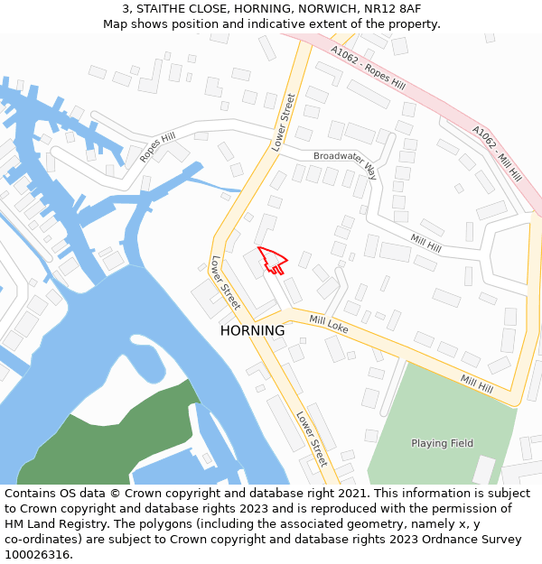 3, STAITHE CLOSE, HORNING, NORWICH, NR12 8AF: Location map and indicative extent of plot