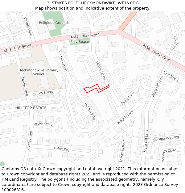 3, STAKES FOLD, HECKMONDWIKE, WF16 0DG: Location map and indicative extent of plot