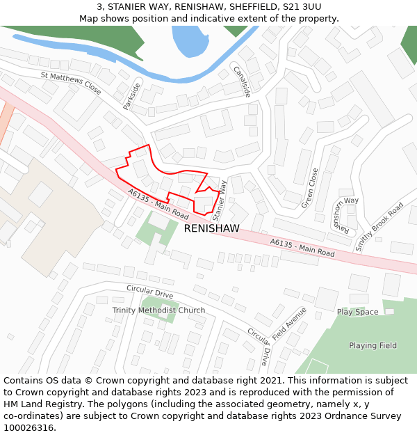 3, STANIER WAY, RENISHAW, SHEFFIELD, S21 3UU: Location map and indicative extent of plot