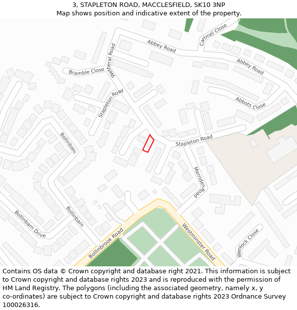 3, STAPLETON ROAD, MACCLESFIELD, SK10 3NP: Location map and indicative extent of plot