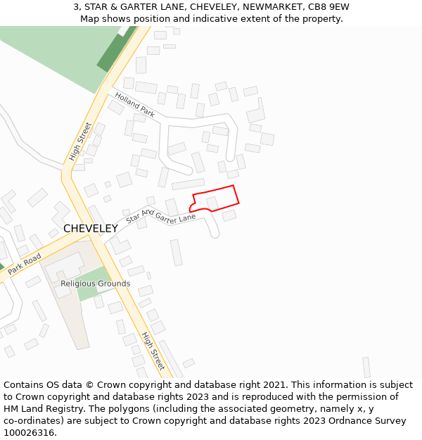 3, STAR & GARTER LANE, CHEVELEY, NEWMARKET, CB8 9EW: Location map and indicative extent of plot