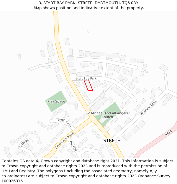 3, START BAY PARK, STRETE, DARTMOUTH, TQ6 0RY: Location map and indicative extent of plot